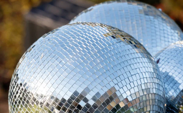 Silver Boule Miroir Disco Plan Rapproché — Photo