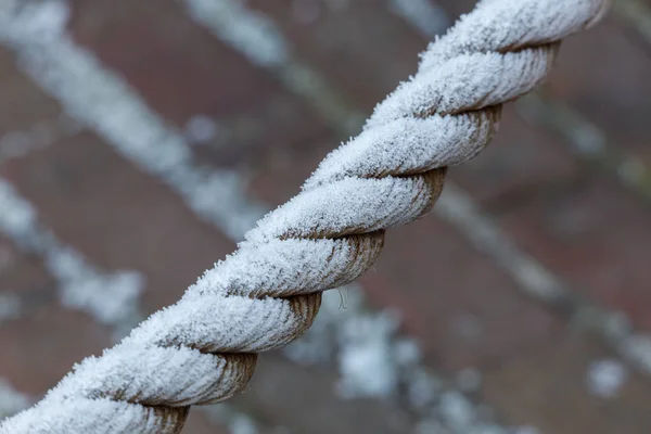 Frosted Winter Rope Close Background — Stock Photo, Image