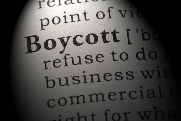 Фальшивий Словник Визначення Слова Boycott Включаючи Ключові Описові Слова — стокове фото