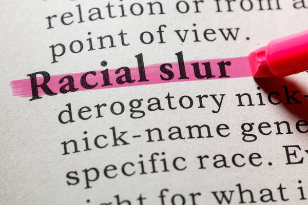 Fake Dictionary Dictionary Word Racial Slur Включая Ключевые Описательные Слова — стоковое фото