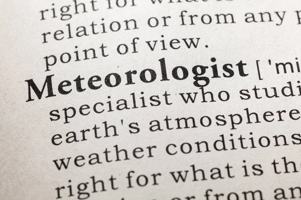 Fake Wörterbuch Wörterbuch Definition Des Wortes Meteorologe Einschließlich Beschreibender Schlüsselwörter — Stockfoto