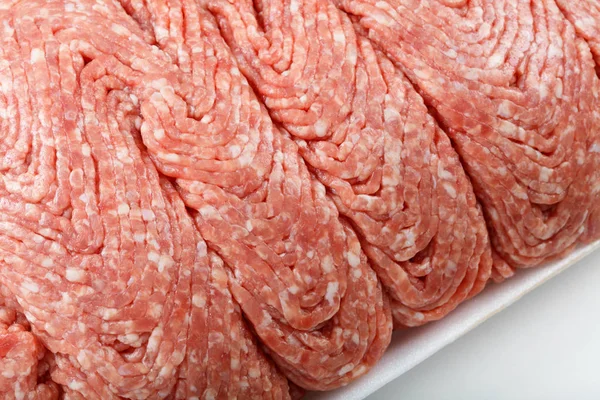 Carne Maiale Macinata Rossa Sfondo Bianco — Foto Stock