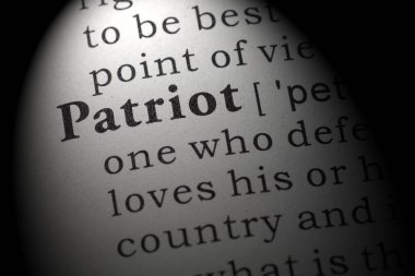 Sahte sözlük, sözlük tanımı kelime vatansever. anahtar açıklayıcı kelimeler de dahil olmak üzere.