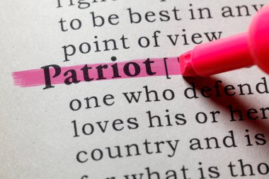 Sahte sözlük, sözlük tanımı kelime vatansever. anahtar açıklayıcı kelimeler de dahil olmak üzere.