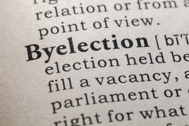 Sahte sözlük, sözlük tanımı kelime byelection. anahtar açıklayıcı kelimeler de dahil olmak üzere.