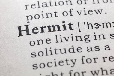 Sahte sözlük, sözlük tanımı kelime münzevi. anahtar açıklayıcı kelimeler de dahil olmak üzere.