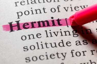 Sahte sözlük, sözlük tanımı kelime münzevi. anahtar açıklayıcı kelimeler de dahil olmak üzere.