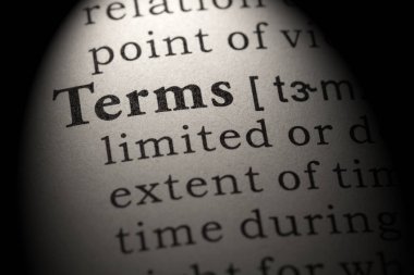 Sahte sözlük, kelime terimleri sözlük tanımı. anahtar açıklayıcı kelimeler de dahil olmak üzere.