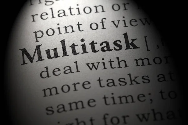 Falešná Slovník Slovník Definice Slova Multitasking Včetně Popisných Klíčových Slov — Stock fotografie