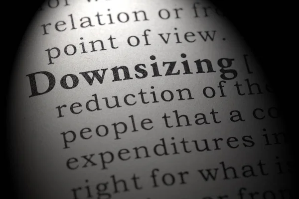 Diccionario Falso Definición Diccionario Palabra Downsizing Incluyendo Palabras Descriptivas Clave — Foto de Stock