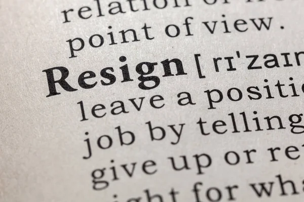 Fake Dictionary Dictionary Definition Word Resign Including Key Descriptive Words — Stock Photo, Image