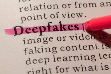 Fake Dictionary, Dictionary definition of word deepfakes. clipart