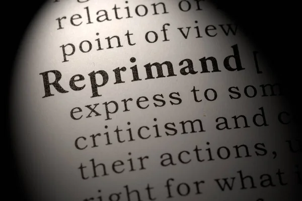 Fake Dictionary Dictionary Definition Word Reprimand — Stock Photo, Image