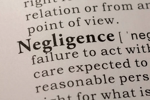 Fake Dictionary Dictionary Definition Word Negligence — Stock Photo, Image
