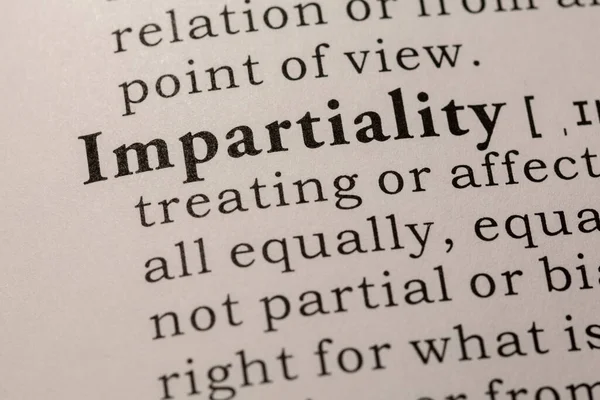 Fake Dictionary Dictionary Definition Word Impartiality — Stock Photo, Image