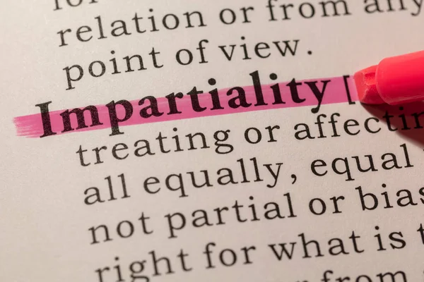 Fake Dictionary Dictionary Definition Word Impartiality — Stock Photo, Image