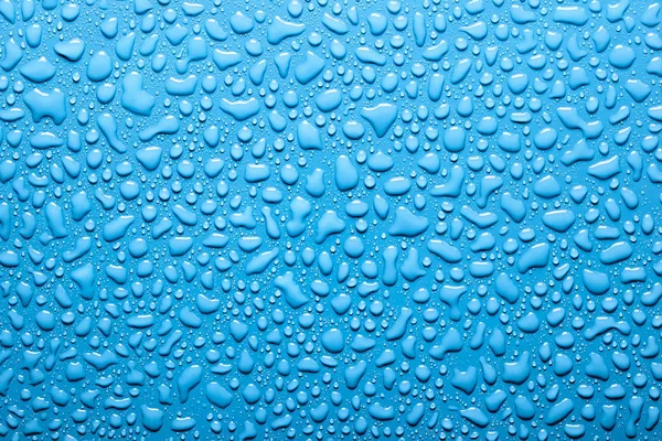 Gotas Agua Abstractas Sobre Fondo Azul — Foto de Stock