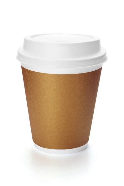 Tazza Caffè Usa Getta Carta Con Coperchio Plastica Isolata Sullo — Foto Stock