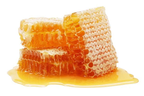 Closeup Honeycombs Isolated White Background Clipping Path Included — Stock Photo, Image