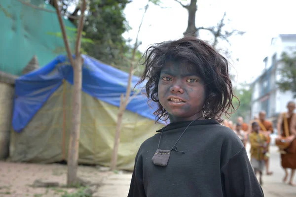 Gaya Bihar Índia Março 2020 Retrato Menino Indiano Pobre Aldeia — Fotografia de Stock