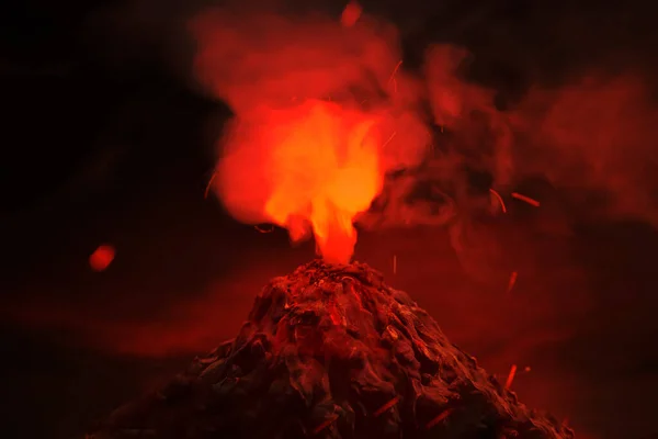Vulkanutbrott Med Magma Rök Aska — Stockfoto