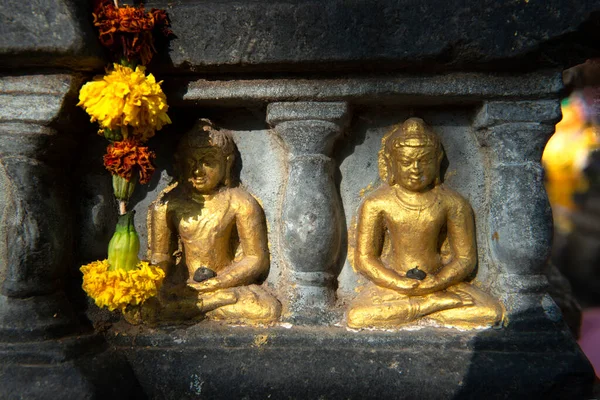 Όμορφα Αγάλματα Του Βούδα Στο Mahabodhi Stupa Bodh Gaya — Φωτογραφία Αρχείου