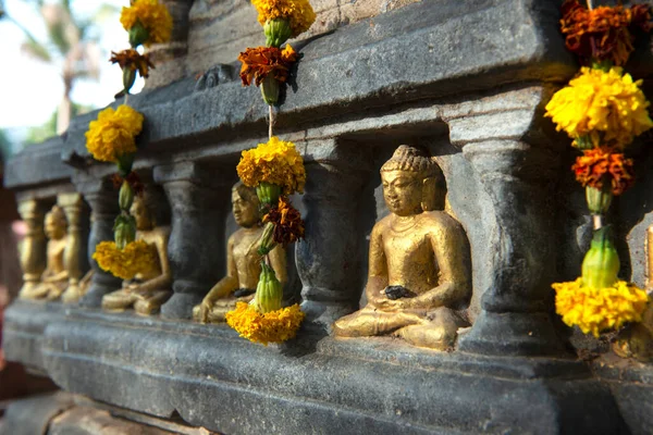 Belas Estátuas Buda Mahabodhi Stupa Bodh Gaya — Fotografia de Stock