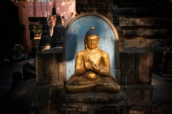 Belas Estátuas Buda Mahabodhi Stupa Bodh Gaya Bihar — Fotografia de Stock