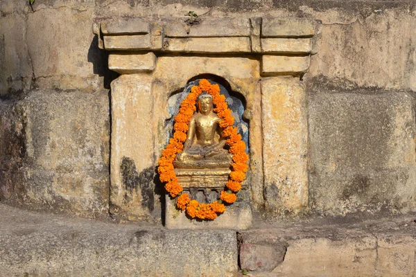 Hermosas Estatuas Buda Mahabodhi Stupa Bodh Gaya Bihar —  Fotos de Stock