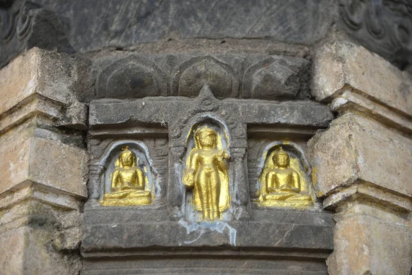 Bihar Daki Mahabodhi Stupa Bodh Gaya Güzel Buda Heykelleri — Stok fotoğraf