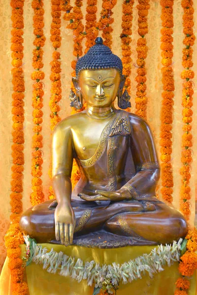 Gyönyörű Buddha Szobor Mahabodhi Stupa Bodh Gaya Nál — Stock Fotó