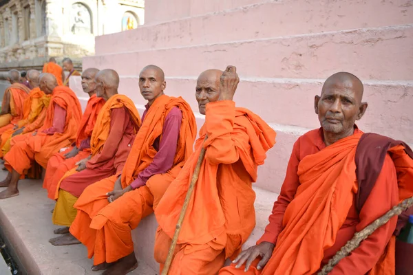 Gaya Bihar Índia Maio 2019 Vários Monges Budistas Não Identificados — Fotografia de Stock