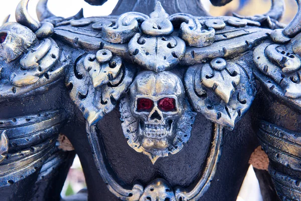 Totenkopf Statue Tempel Thailand — Stockfoto