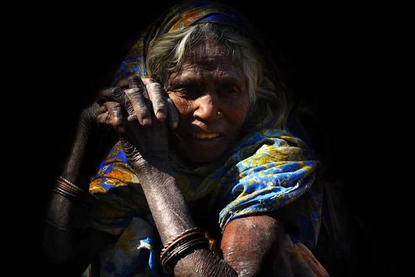 Gaya Indien Februar 2017 Arme Ältere Frau Traditioneller Kleidung Sari — Stockfoto