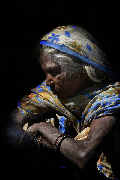 Gaya Indien Februar 2017 Arme Ältere Frau Traditioneller Kleidung Sari — Stockfoto