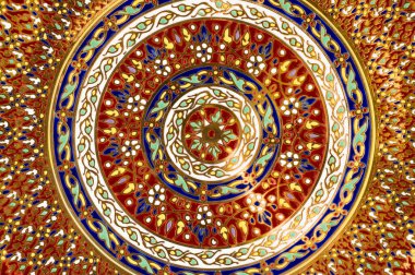 Tayland 'da tapınak duvarında geleneksel Tayland stili