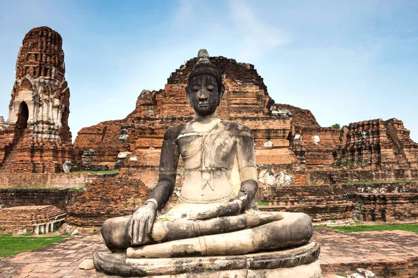 Standbeeld Van Boeddha Wat Mahatat Ayutthaya Thailand Tempel — Stockfoto