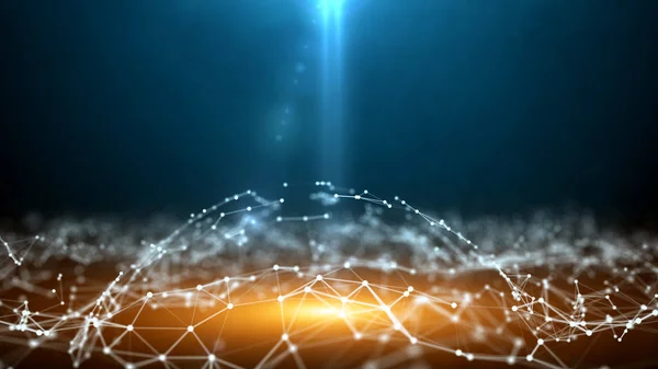 Çokgen alanı arka plan noktalar ve çizgiler bağlanma ile soyut. Fütüristik arka plan. 3 d render.