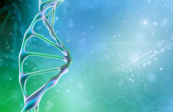 Biyokimya renk arka plan üzerinde dna molekülü ile kavramı. Bilim kavramı arka plan. 3 d render.