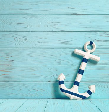 Vintage Ahşap Arka Plan üzerinde Çapa .