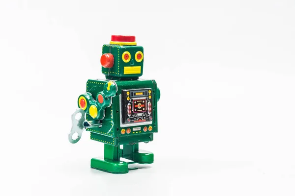 Robot Tin Toy Fehér Háttér — Stock Fotó