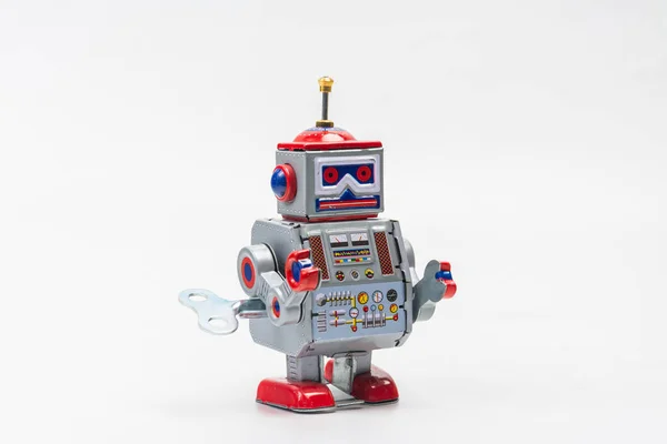 Robot Tin Toy White Background — Stock Photo, Image