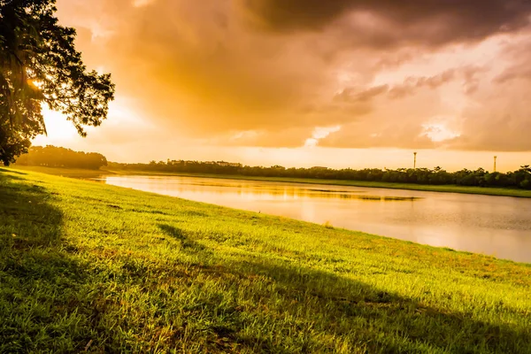 Landschap Van Avond Voor Zonsondergang — Stockfoto