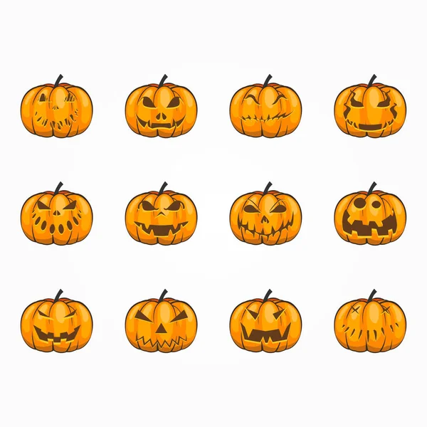 Halloween Citrouilles Style Dessin Animé — Image vectorielle