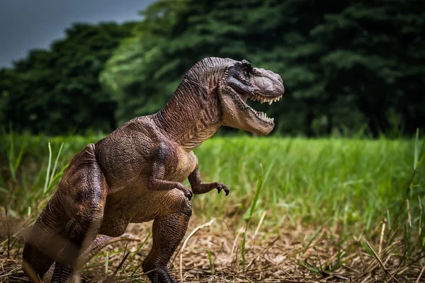 Dinosaurier Rex Mit Ästen Gegen Die Natur — Stockfoto