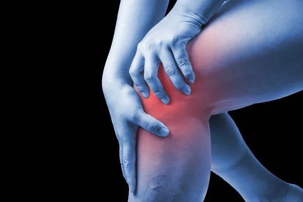 Knieverletzung Beim Menschen Knieschmerzen Gelenkschmerzen Bei Menschen Medizin Monoton Glanzpunkt — Stockfoto