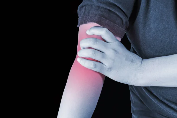 Ellbogenverletzung Beim Menschen Ellbogenschmerzen Gelenkschmerzen Beim Menschen Medizin Mono Ton — Stockfoto