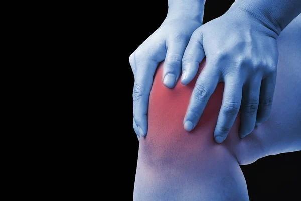 Knieverletzung Beim Menschen Knieschmerzen Gelenkschmerzen Bei Menschen Medizin Monoton Glanzpunkt — Stockfoto