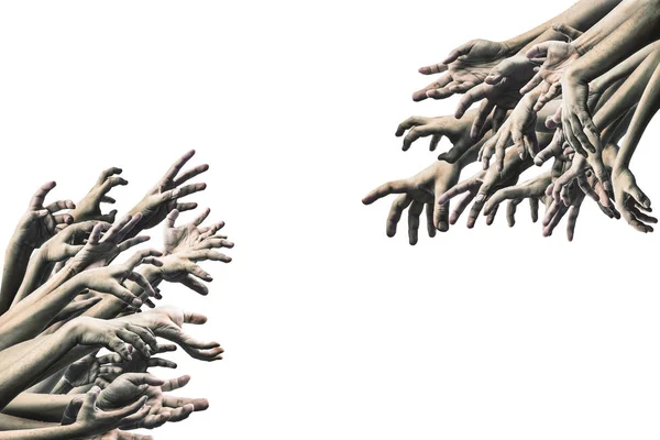 Děsivé Zombie Ruce Izolované Bílém Pozadí — Stock fotografie
