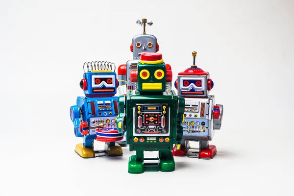 Robot Tin Toy White Background — Stock Photo, Image